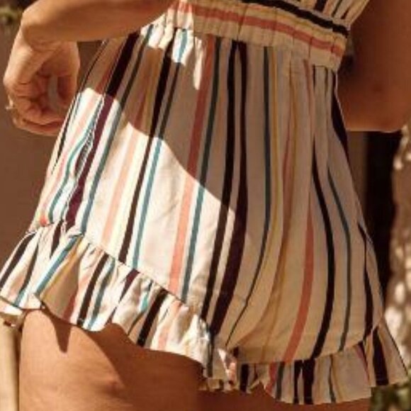 Lost + Wander Pants - Lost + Wander ivory stripe ruffle corey shorts